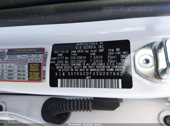 5XYK6CDF3SG297642 2025 KIA SPORTAGE White Engine compartment view