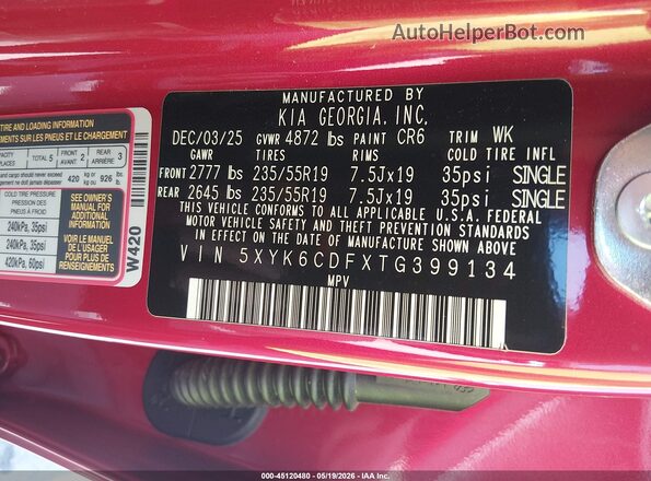 5XYK6CDFXTG399134 2026 KIA SPORTAGE Red 