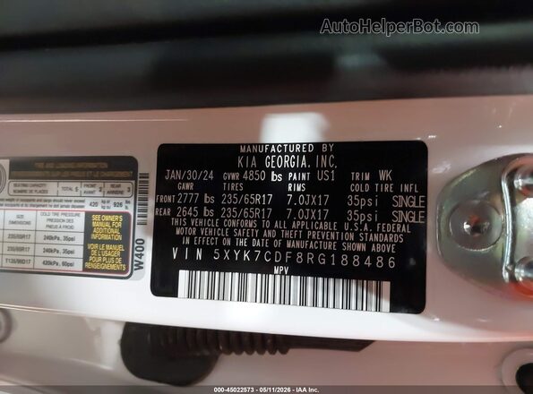 5XYK7CDF8RG188486 2024 KIA SPORTAGE Белый Вид подкапотного пространства