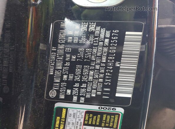 5XYP24HC8LG025676 2020 KIA TELLURIDE Черный 