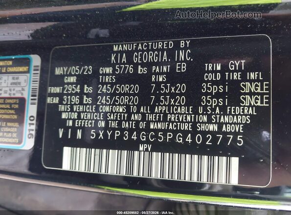 5XYP34GC5PG402775 2023 KIA TELLURIDE Black Vista del compartimento del motor