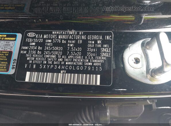 5XYP34HC0LG079115 2020 KIA TELLURIDE Black 