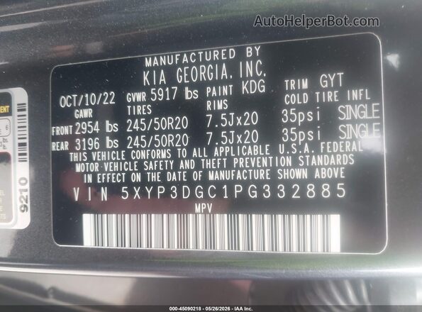 5XYP3DGC1PG332885 2023 KIA TELLURIDE Gray ძრავის განყოფილების ხედი