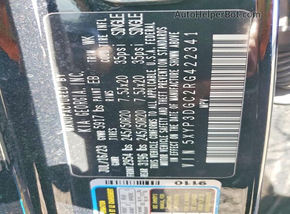 5XYP3DGC2RG422341 2024 KIA TELLURIDE Black VIN կոդի պիտակի տեսք