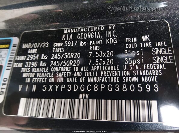 5XYP3DGC8PG380593 2023 KIA TELLURIDE Gray Вид підкапотного простору