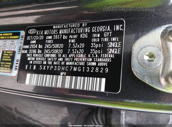 5XYP3DHC7MG132829 2021 KIA TELLURIDE Gray Widok komory silnika