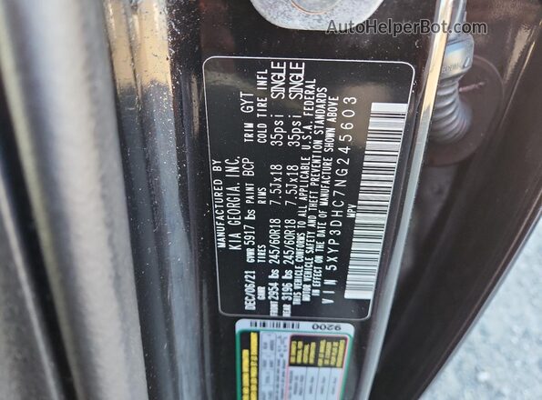 5XYP3DHC7NG245603 2022 KIA TELLURIDE Black 