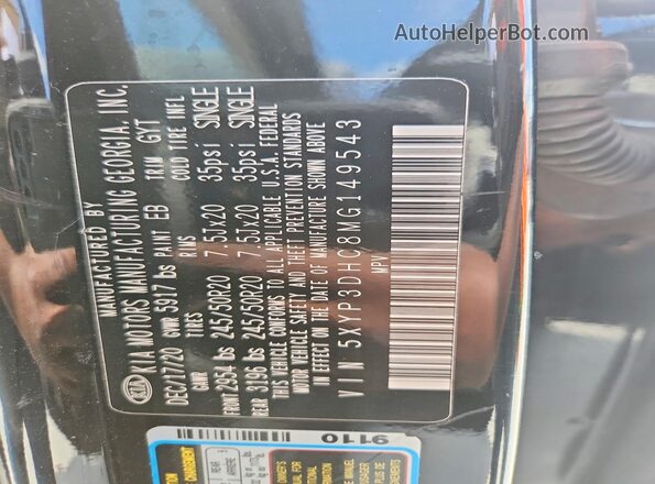 5XYP3DHC8MG149543 2021 KIA TELLURIDE Черный 