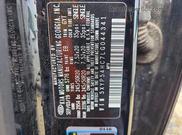 5XYP54HC7LG044341 2020 KIA TELLURIDE Черный 