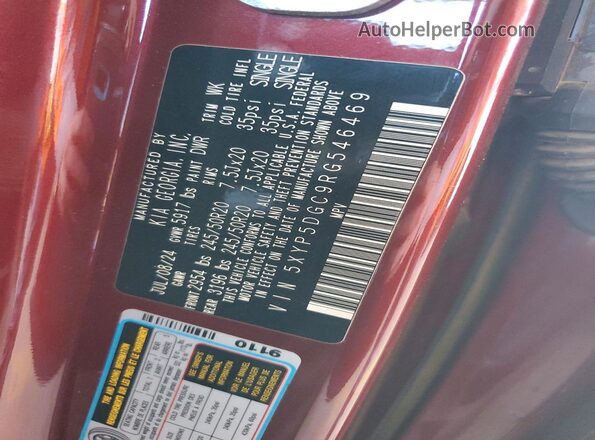 5XYP5DGC9RG546469 2024 KIA TELLURIDE Burgundy VIN sticker view
