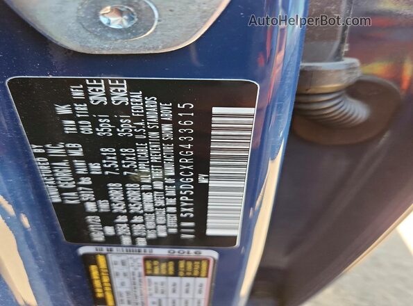 5XYP5DGCXRG433615 2024 KIA TELLURIDE Синий 
