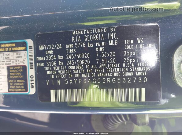 5XYP64GC5RG532730 2024 KIA TELLURIDE Blue 