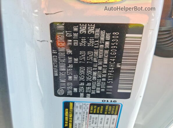 5XYP64HC4LG095308 2020 KIA TELLURIDE Белый 