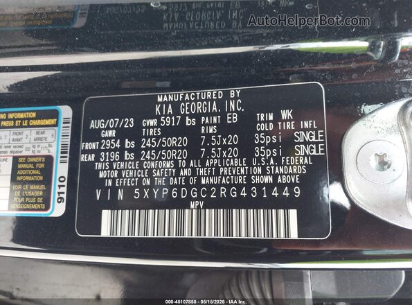 5XYP6DGC2RG431449 2024 KIA TELLURIDE Черный 