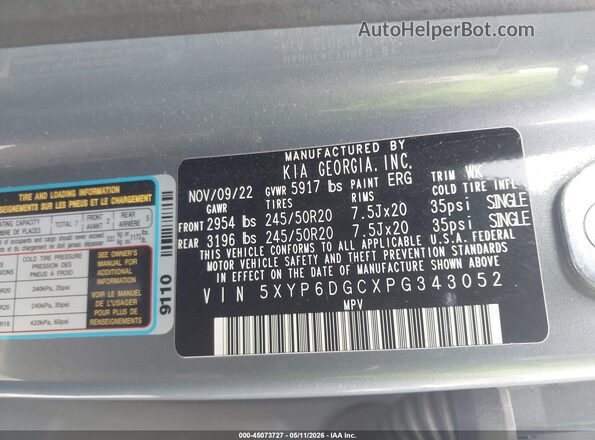 5XYP6DGCXPG343052 2023 KIA TELLURIDE Blue 