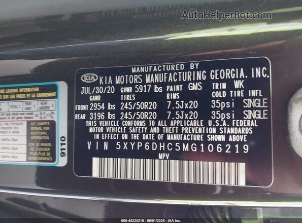 5XYP6DHC5MG106219 2021 KIA TELLURIDE Brown 