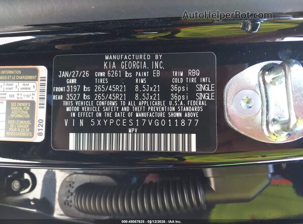 5XYPCES17VG011877 2027 KIA TELLURIDE Black Вид підкапотного простору