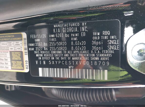 5XYPCES1XVG018709 2027 KIA TELLURIDE Black ძრავის განყოფილების ხედი