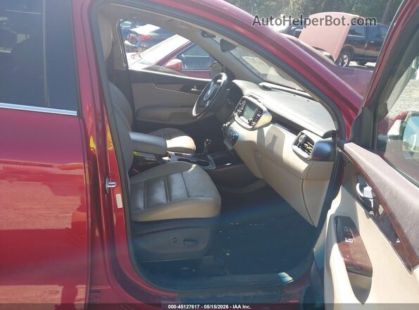 5XYPH4A54GG182363 2016 KIA SORENTO Red Вид салону спереду