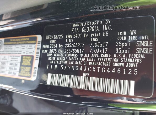 5XYRG4JCXTG446125 2026 KIA SORENTO Black Widok komory silnika