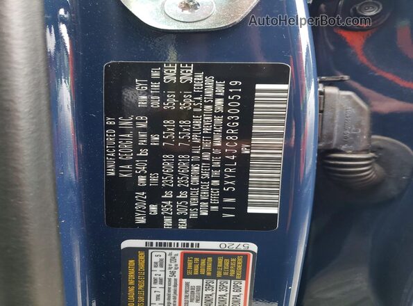 5XYRL4JC8RG300519 2024 KIA SORENTO Blue VIN կոդի պիտակի տեսք