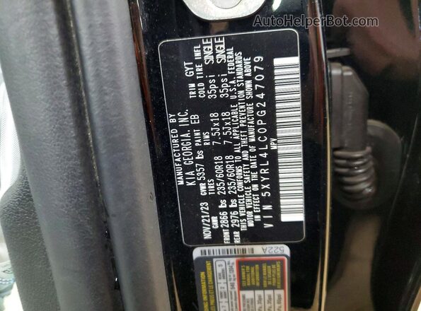 5XYRL4LC0PG247079 2023 KIA SORENTO Black Widok naklejki z numerem VIN