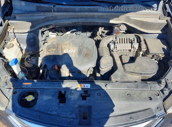 5XYZTDLB2GG349541 2016 HYUNDAI SANTA Blue Vista del compartimento del motor