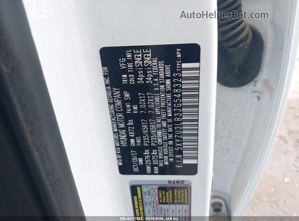 5XYZU3LB3JG548323 2018 HYUNDAI SANTA FE SPORT White Շարժիչի բաժամունքի տեսք