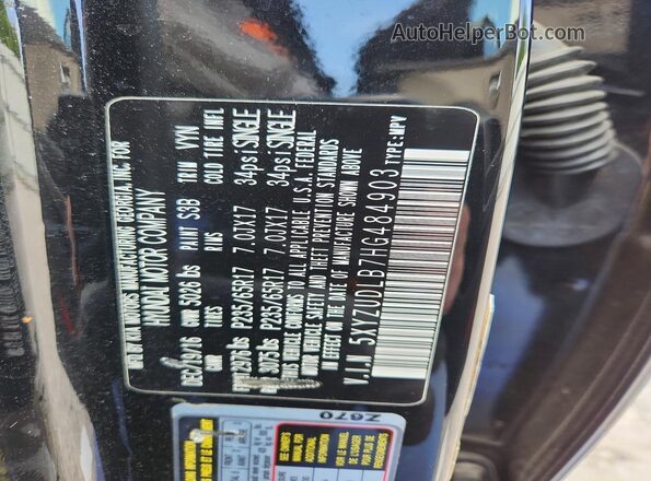5XYZUDLB7HG484903 2017 HYUNDAI SANTA Black 