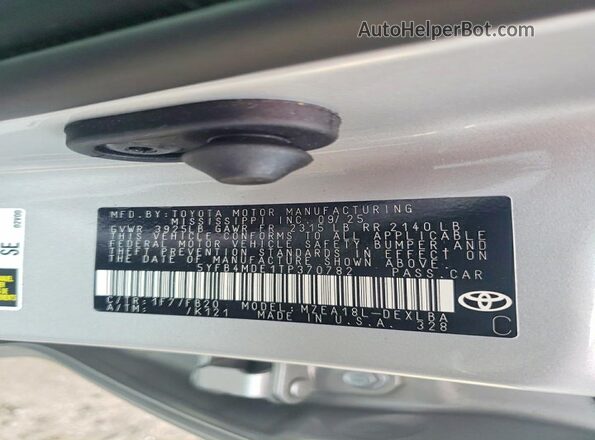 5YFB4MDE1TP370782 2026 TOYOTA COROLLA Silver 