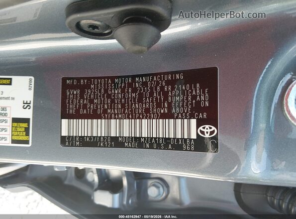 5YFB4MDE4TP422907 2026 TOYOTA COROLLA Blue Engine compartment view