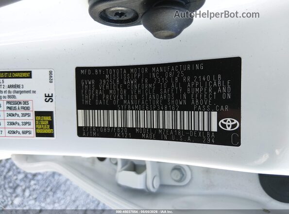 5YFB4MDE6SP348162 2025 TOYOTA LL White Շարժիչի բաժամունքի տեսք