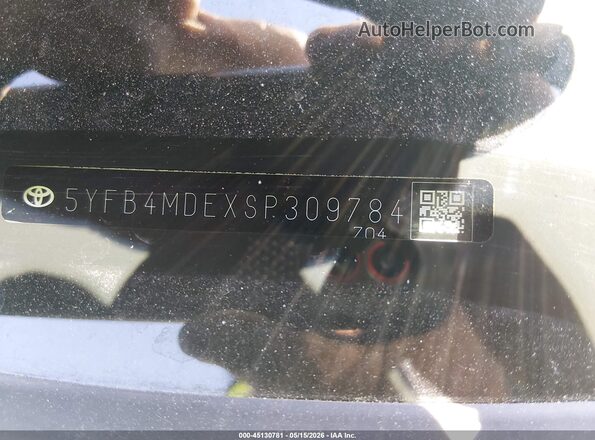 5YFB4MDEXSP309784 2025 TOYOTA COROLLA Черный Вид подкапотного пространства