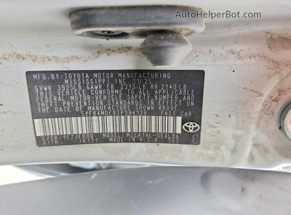 5YFB4MDEXTP394126 2026 TOYOTA COROLLA Silver Widok komory silnika
