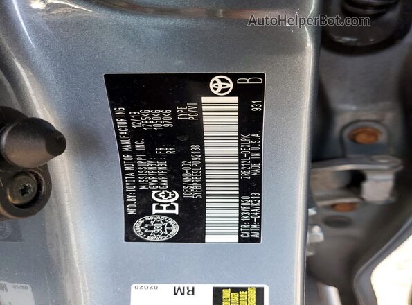 5YFBPRBE9LP092138 2020 TOYOTA COROLLA Gray Engine compartment view