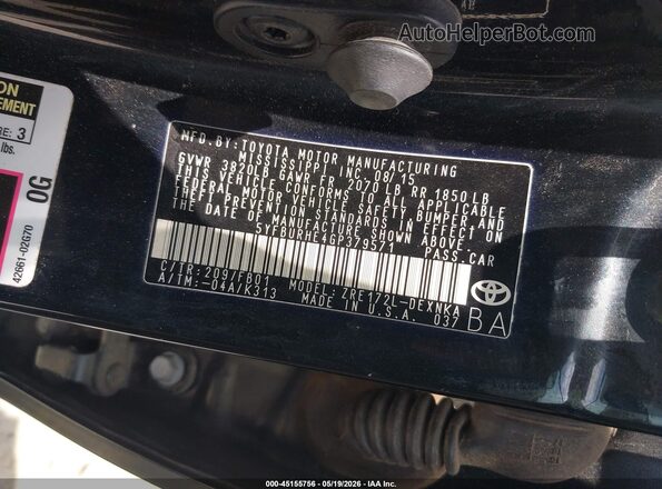 5YFBURHE4GP379571 2016 TOYOTA COROLLA Черный Вид подкапотного пространства