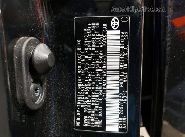 5YFEPMAE1NP294640 2022 TOYOTA COROLLA Black 