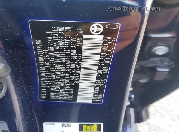 5YFEPMAE7MP227295 2021 TOYOTA COROLLA Синий 