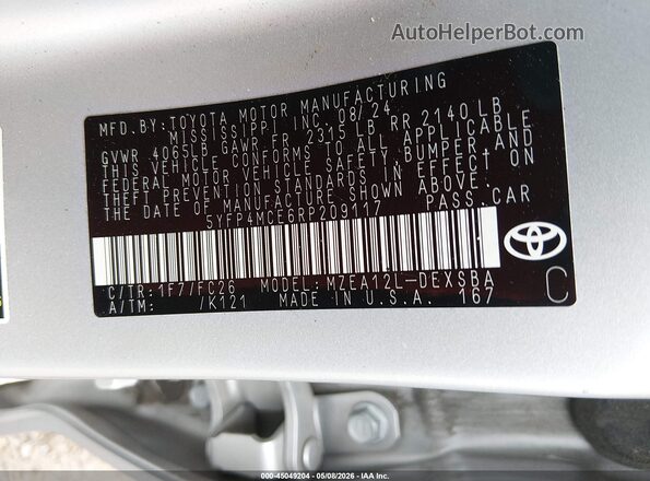 5YFP4MCE6RP209117 2024 TOYOTA LL Silver Engine compartment view