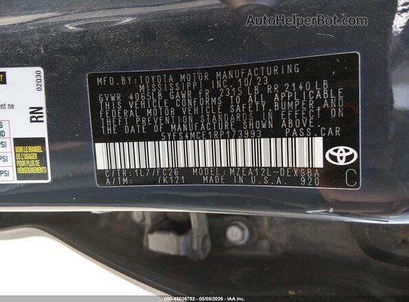 5YFS4MCE1RP173993 2024 TOYOTA LL Gray 