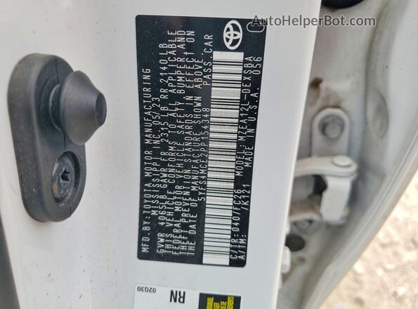 5YFS4MCE2PP154348 2023 TOYOTA COROLLA White Շարժիչի բաժամունքի տեսք