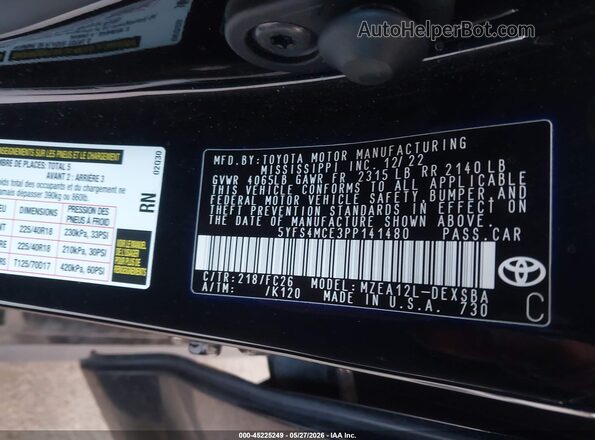 5YFS4MCE3PP141480 2023 TOYOTA COROLLA Black Вид підкапотного простору