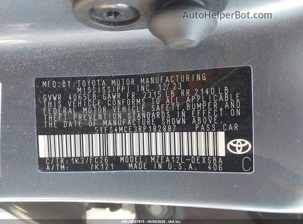 5YFS4MCE3RP182887 2024 TOYOTA LL Blue Vista del compartimento del motor