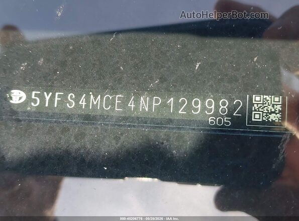 5YFS4MCE4NP129982 2022 TOYOTA COROLLA Blue Вид підкапотного простору
