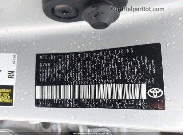 5YFS4MCE6TP270789 2026 TOYOTA LL Серебряный 