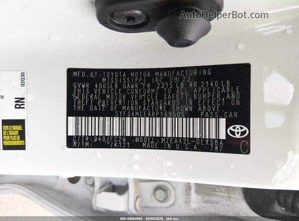 5YFS4MCE8RP169505 2024 TOYOTA LL White 