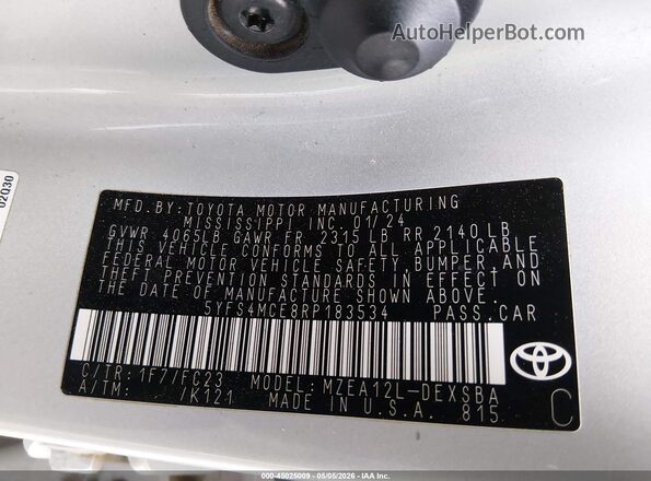 5YFS4MCE8RP183534 2024 TOYOTA LL Silver 