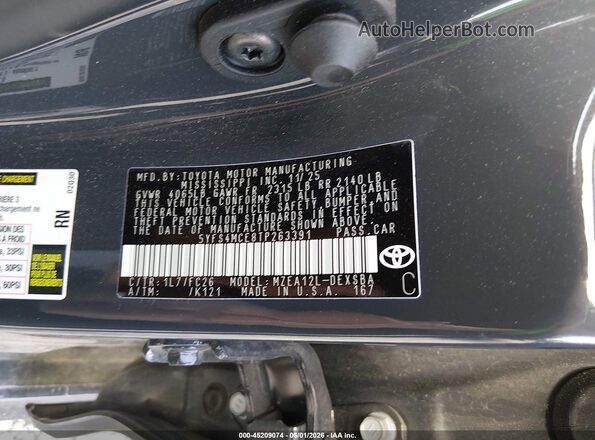 5YFS4MCE8TP263391 2026 TOYOTA COROLLA Gray Շարժիչի բաժամունքի տեսք