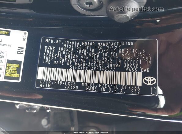 5YFS4MCEXPP146577 2023 TOYOTA LL Black 
