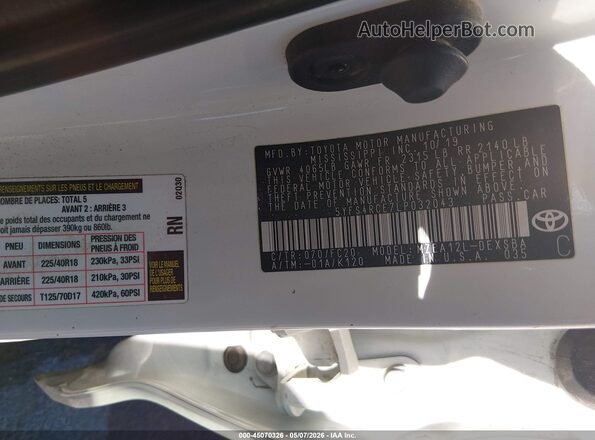 5YFS4RCE7LP032043 2020 TOYOTA LL White Widok komory silnika
